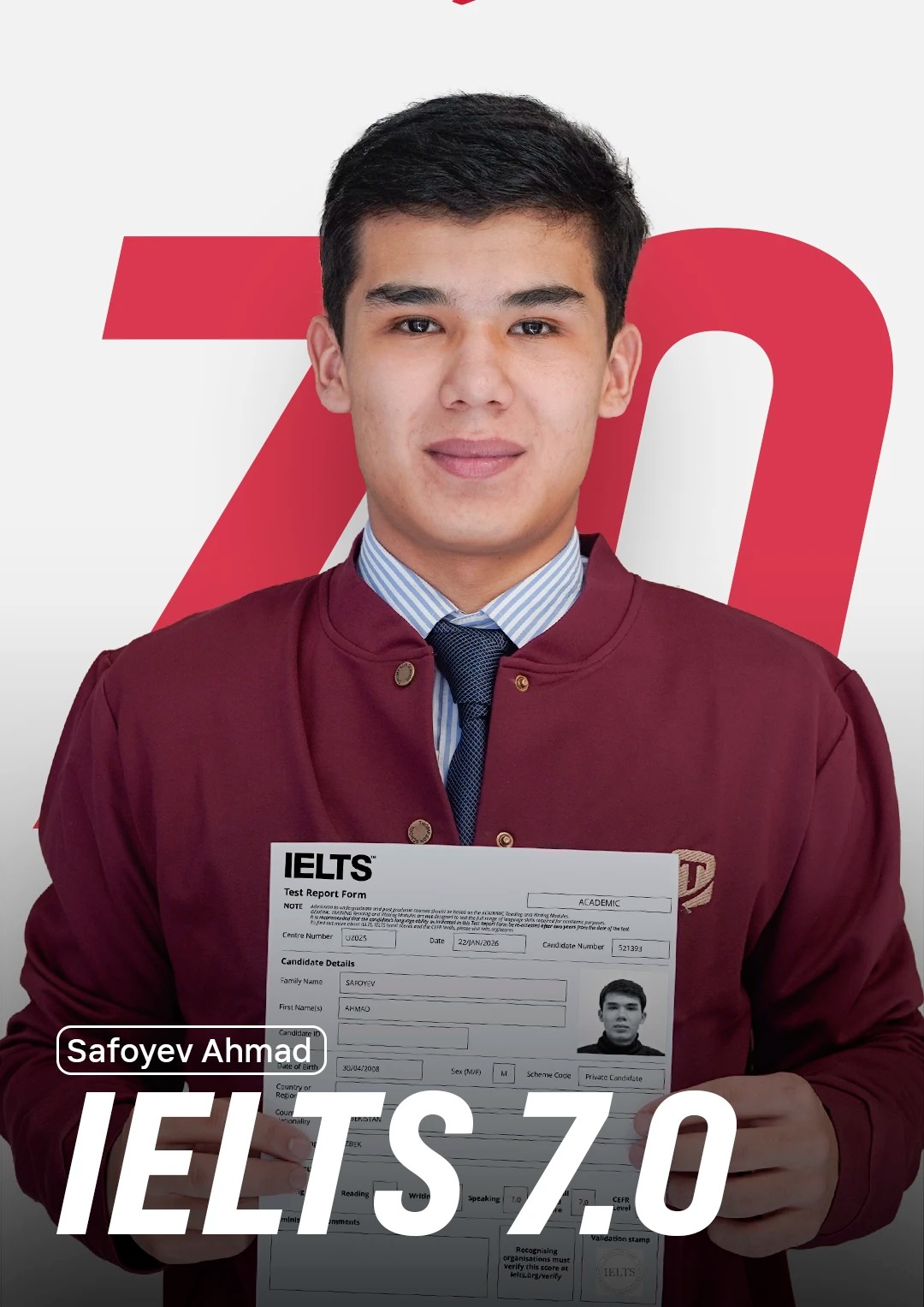 Сафоев Ахмад, IELTS 7.0