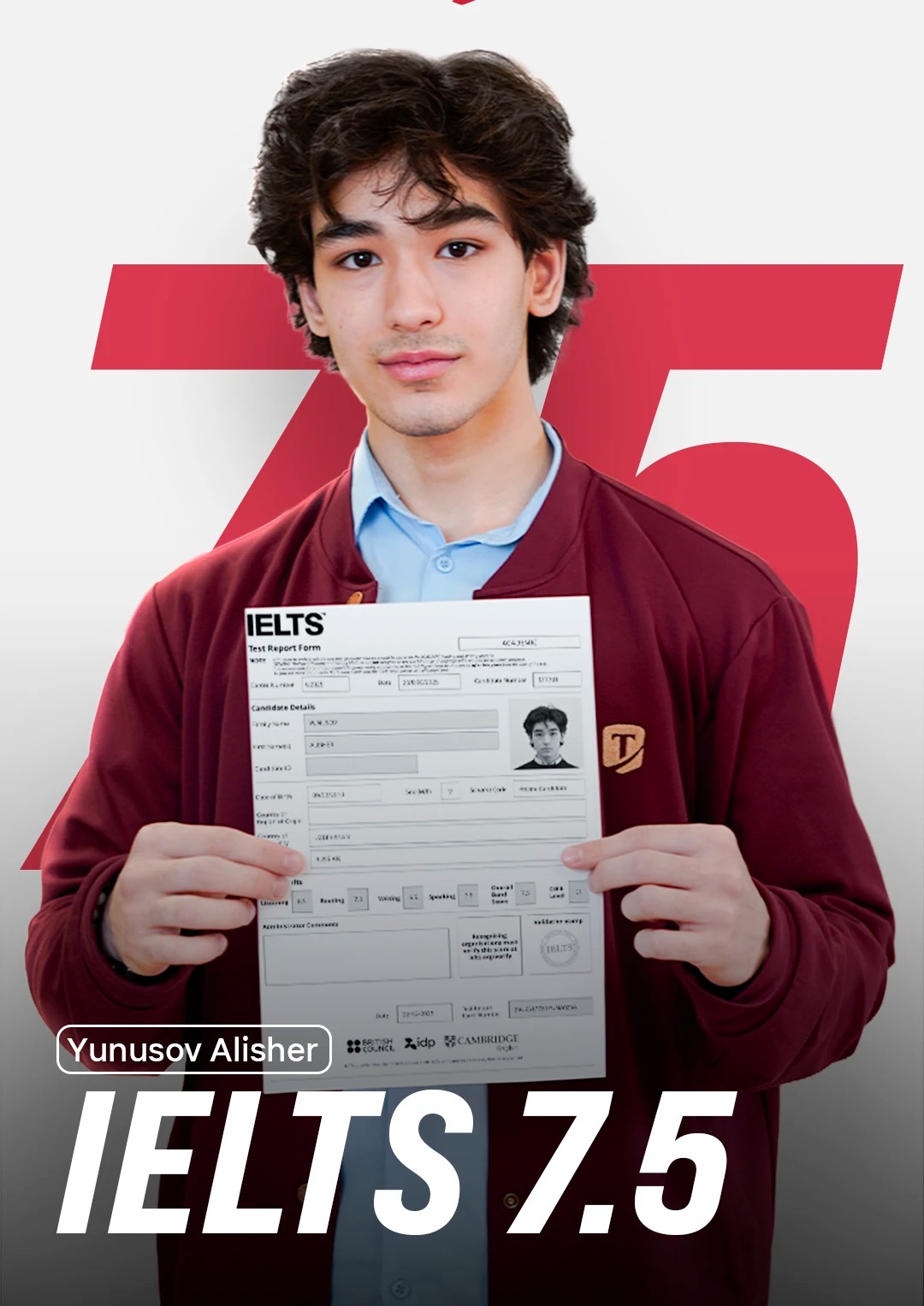 Юнусов Алишер, IELTS 7.5